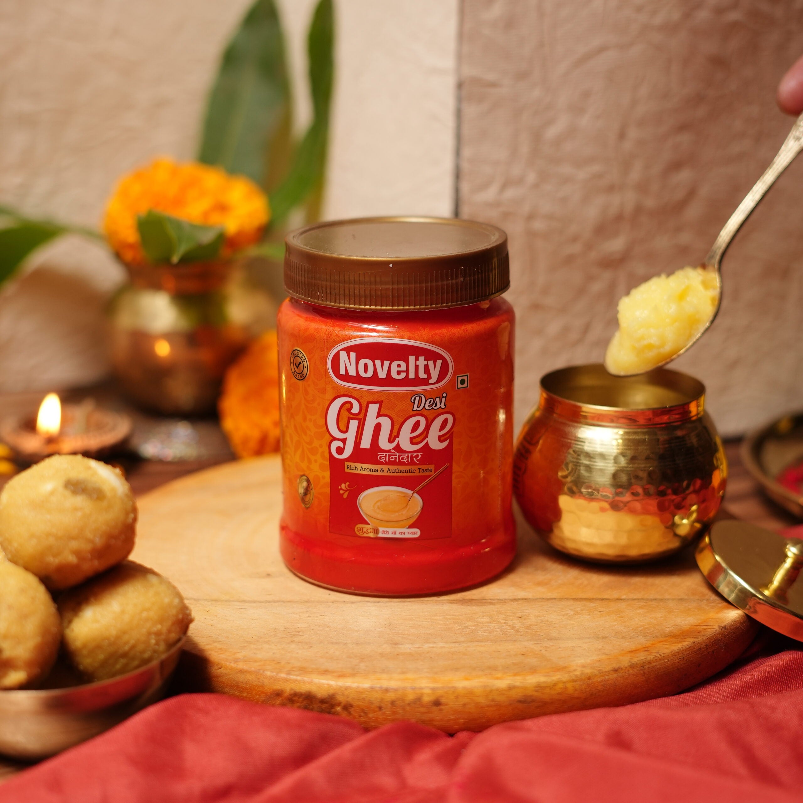 Organic Buffalo Ghee, Hygienically Churned, Curd to Ghee, Creamy & Deep Flavor,500ml, 1L