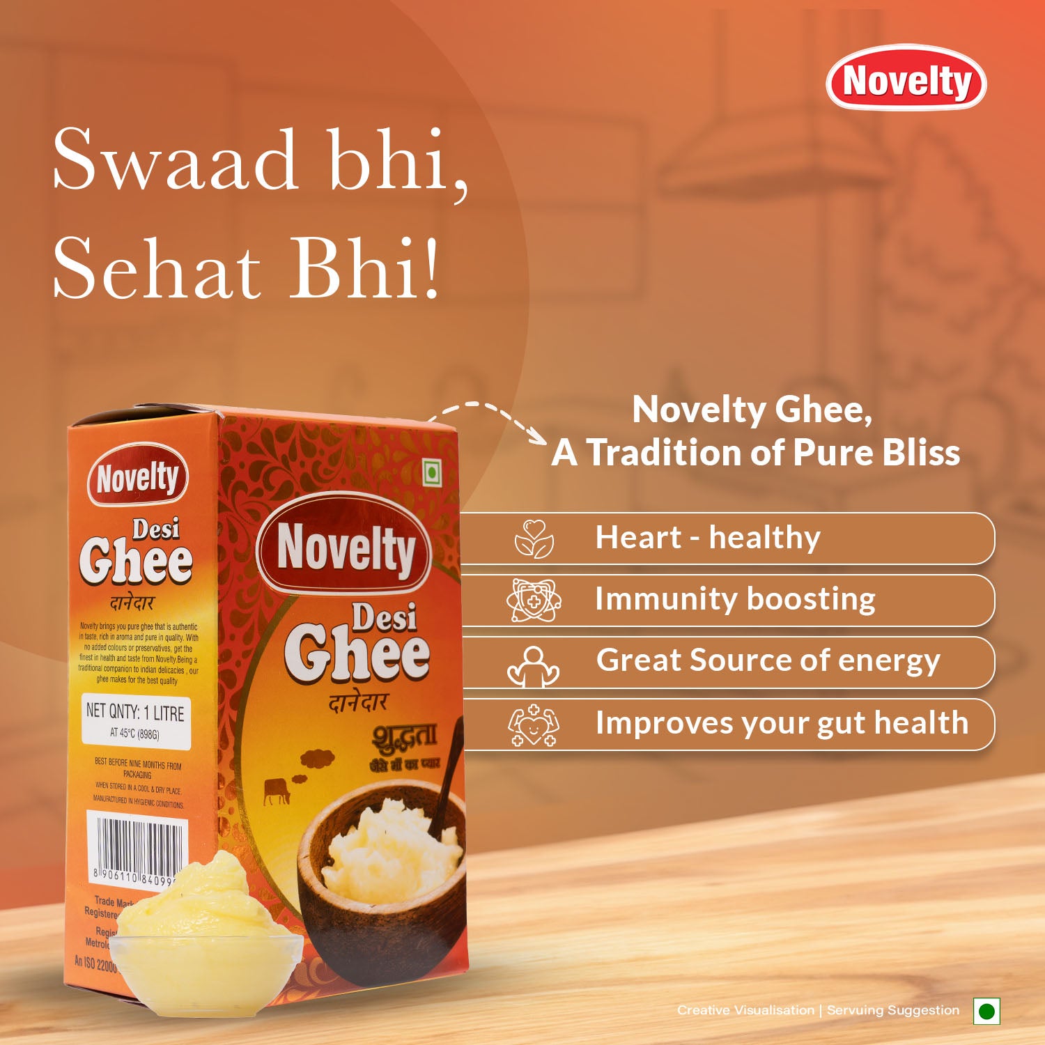 1kg, 500ml Pure Desi Ghee, Bilona Made, Hand-Churned Curd to Ghee ,Ayurvedic Boost for Immunity & Digestion